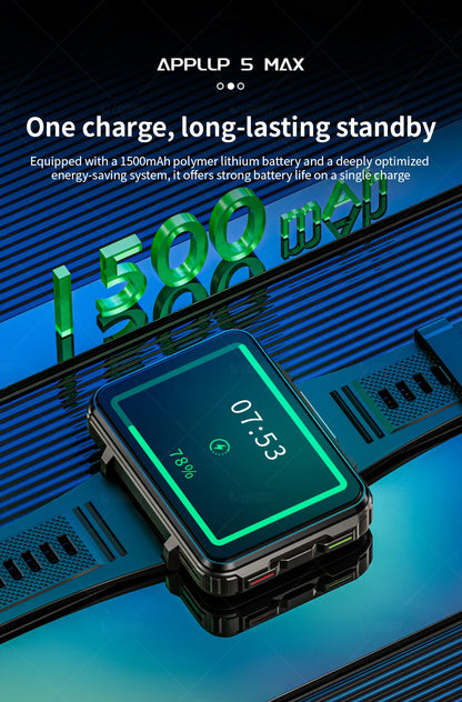LOKMAT APPLLP 5 MAX reloj Android teléfono cuadrado pantalla grande Wifi 4G llamadas relojes inteligentes cámara Dual con linterna reloj para juegos