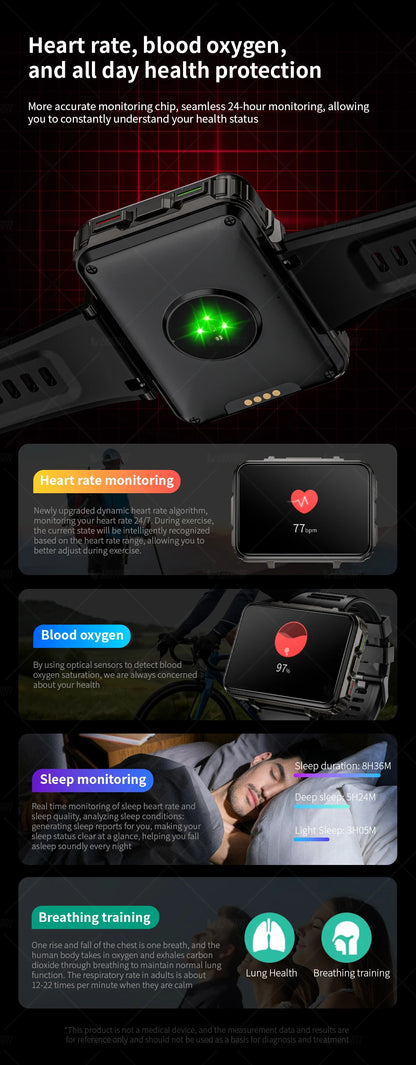 LOKMAT APPLLP 5 MAX reloj Android teléfono cuadrado pantalla grande Wifi 4G llamadas relojes inteligentes cámara Dual con linterna reloj para juegos