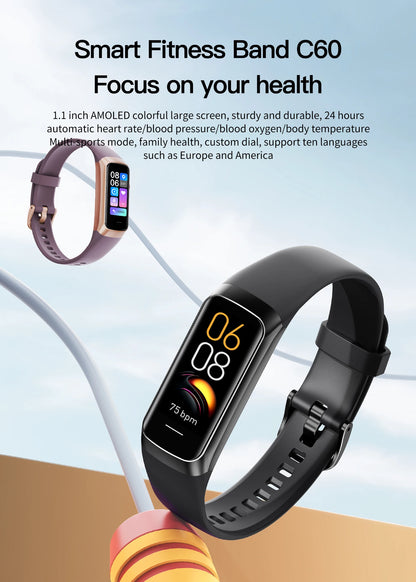 LIGE Amoled reloj inteligente hombres 2025 banda inteligente mujeres ritmo cardíaco sangre Smartwartch pulsera inteligente impermeable deporte Fitness Tracker