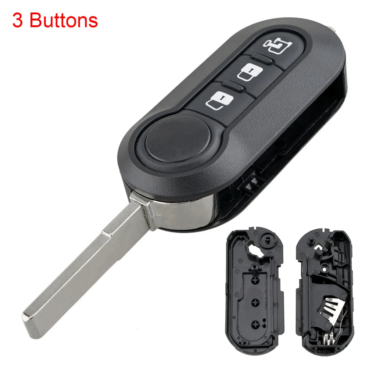 Carcasa plegable para mando a distancia de coche, carcasa de repuesto para llave de coche de 3 botones, compatible con Fiat 500 Panda Punto Bravo
