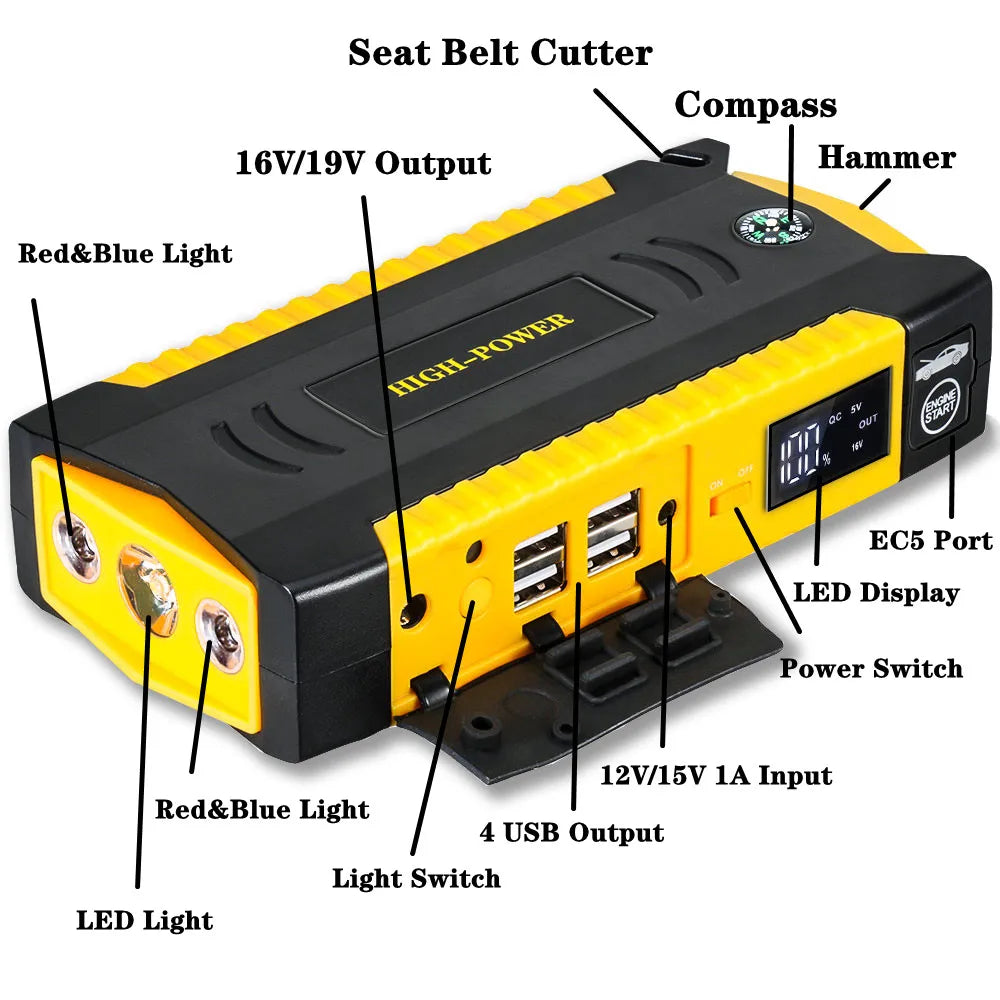 GKFLY 16000mAh 3000A arrancador de batería de coche banco de energía refuerzo de batería de coche carga 12V dispositivo de arranque gasolina diésel arrancador de coche Buster