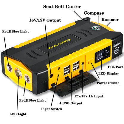 GKFLY 16000mAh 3000A arrancador de batería de coche banco de energía refuerzo de batería de coche carga 12V dispositivo de arranque gasolina diésel arrancador de coche Buster