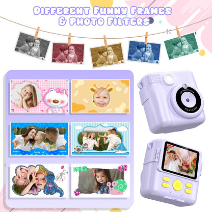 Cámara digital para niños 1080P HD cámara de impresión instantánea cámara portátil de juguete con tarjeta de 32GB regalo para niños niñas 3-12