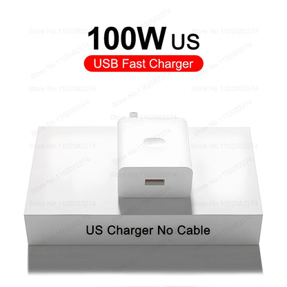 100W Supervooc cargador rápido Cargador de carga rápida Adaptador de teléfono de pared para OnePlus 13R 12R 12 13 11 10 ACE 5 PRO Cable de cargador USB Tipo C