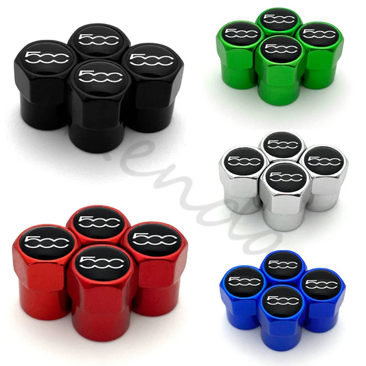 4 Uds. Tapas de válvula de neumático de rueda de coche de aleación de aluminio cubierta de vástago de neumático de aire tapones herméticos para Fiat 500 2007-2015 accesorios de estilo