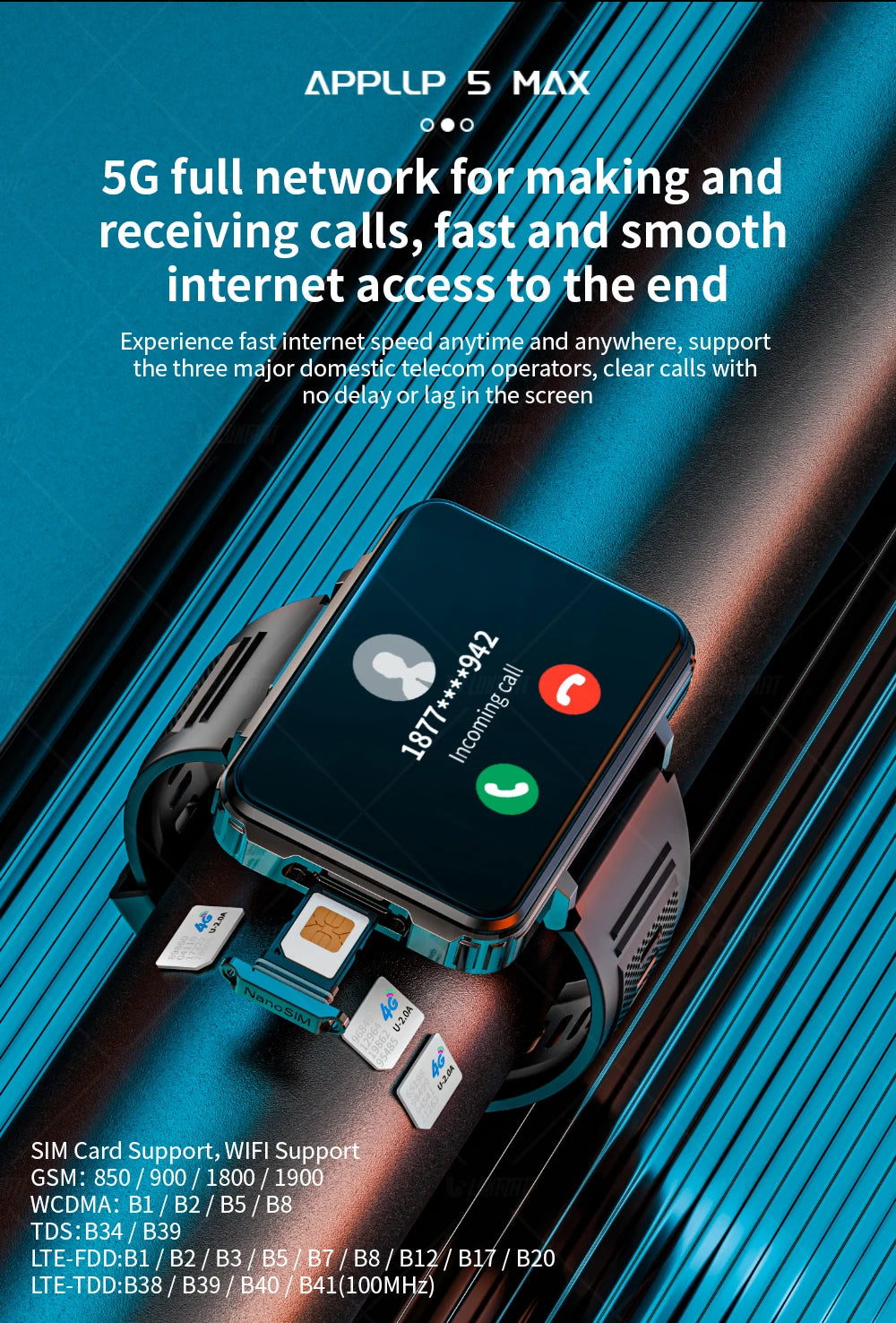 LOKMAT APPLLP 5 MAX reloj Android teléfono cuadrado pantalla grande Wifi 4G llamadas relojes inteligentes cámara Dual con linterna reloj para juegos