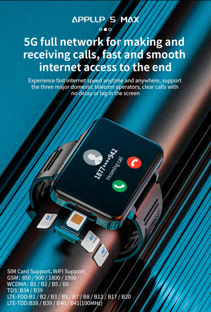 LOKMAT APPLLP 5 MAX reloj Android teléfono cuadrado pantalla grande Wifi 4G llamadas relojes inteligentes cámara Dual con linterna reloj para juegos