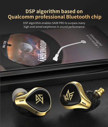 KZ SA08 PRO 4BA unidades TWS Bluetooth 5,2 auriculares inalámbricos Control táctil cancelación de ruido auriculares deportivos con estuche de carga