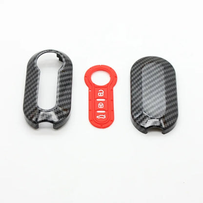 Cubierta de carcasa de llavero de coche Abs de carbono para FIAT 500 500L 500X Abarth llave plegable de 3 botones