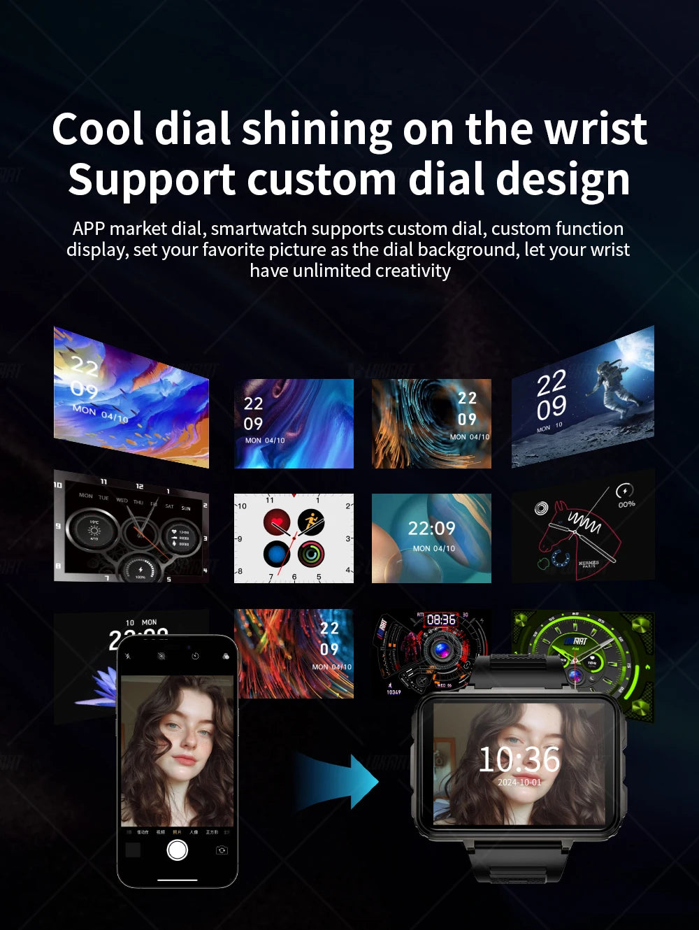 LOKMAT APPLLP 5 MAX reloj Android teléfono cuadrado pantalla grande Wifi 4G llamadas relojes inteligentes cámara Dual con linterna reloj para juegos