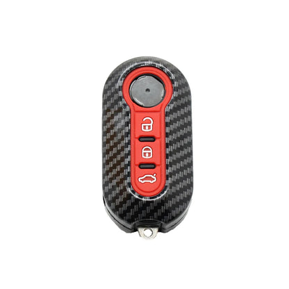 Cubierta de carcasa de llavero de coche Abs de carbono para FIAT 500 500L 500X Abarth llave plegable de 3 botones