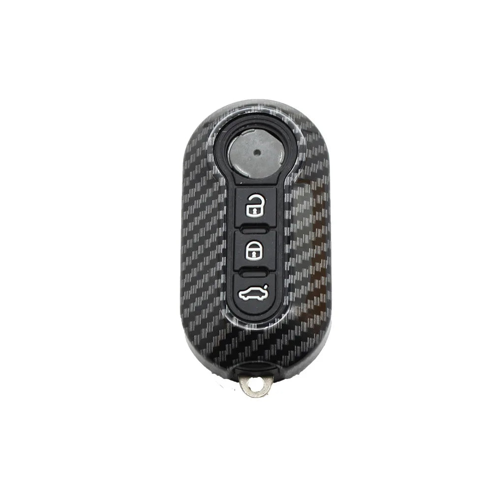 Cubierta de carcasa de llavero de coche Abs de carbono para FIAT 500 500L 500X Abarth llave plegable de 3 botones