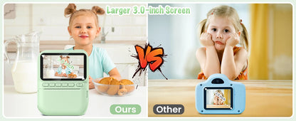 Gofunly-cámara de impresión instantánea para niños, Mini cámara Digital de 3,0 ", grabadora de vídeo portátil de 1080P, regalo para niños de 6 a 12 años