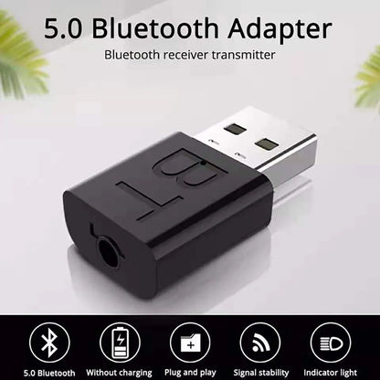 Receptor de Audio Bluetooth 5,0, adaptador inalámbrico Bluetooth, 3,5 MM, 3,5 Jack AUX, música estéreo automática, Dongle USB para altavoz de TV y auriculares