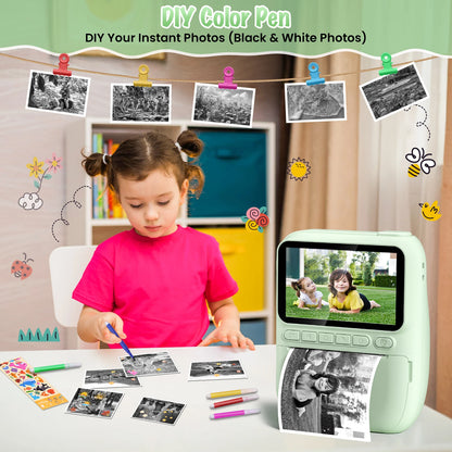 Gofunly-cámara de impresión instantánea para niños, Mini cámara Digital de 3,0 ", grabadora de vídeo portátil de 1080P, regalo para niños de 6 a 12 años
