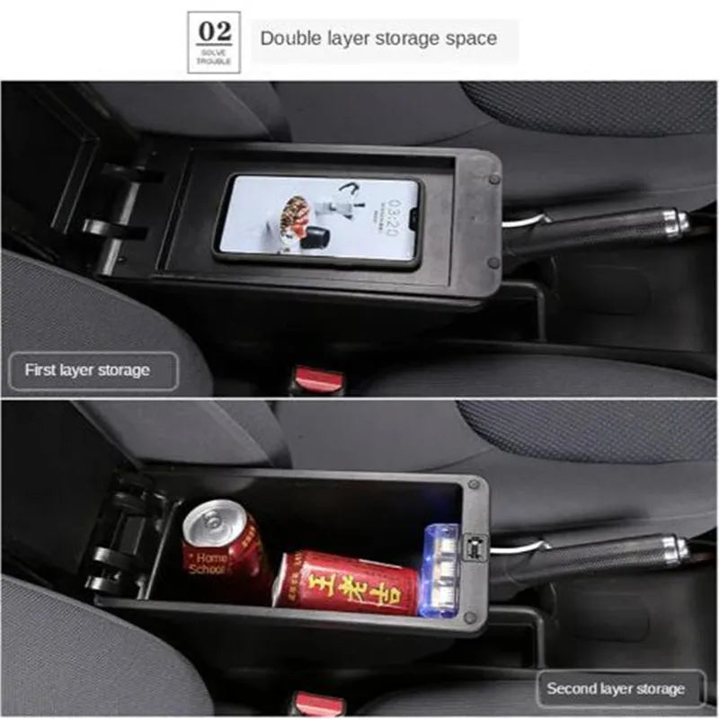 Caja de reposabrazos para Fiat 500, caja de reposabrazos para coche Fiat CRONOS, reequipamiento dedicado, caja de almacenamiento central Interior, accesorios para coche