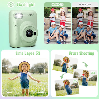 Gofunly-cámara de impresión instantánea para niños, Mini cámara Digital de 3,0 ", grabadora de vídeo portátil de 1080P, regalo para niños de 6 a 12 años