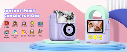 Cámara digital para niños 1080P HD cámara de impresión instantánea cámara portátil de juguete con tarjeta de 32GB regalo para niños niñas 3-12
