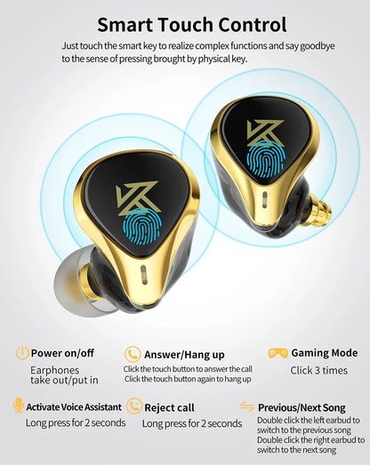 KZ SA08 PRO 4BA unidades TWS Bluetooth 5,2 auriculares inalámbricos Control táctil cancelación de ruido auriculares deportivos con estuche de carga
