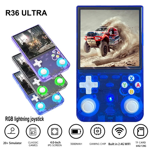 Nuevo Consola de juegos R36 ULTRA 4,0 pantalla IPS reproductor de juegos portátil Retro consola portátil 64GB 10000+ videojuegos para PSP/para MD