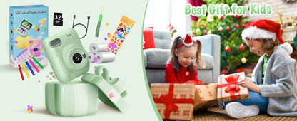 Gofunly-cámara de impresión instantánea para niños, Mini cámara Digital de 3,0 ", grabadora de vídeo portátil de 1080P, regalo para niños de 6 a 12 años