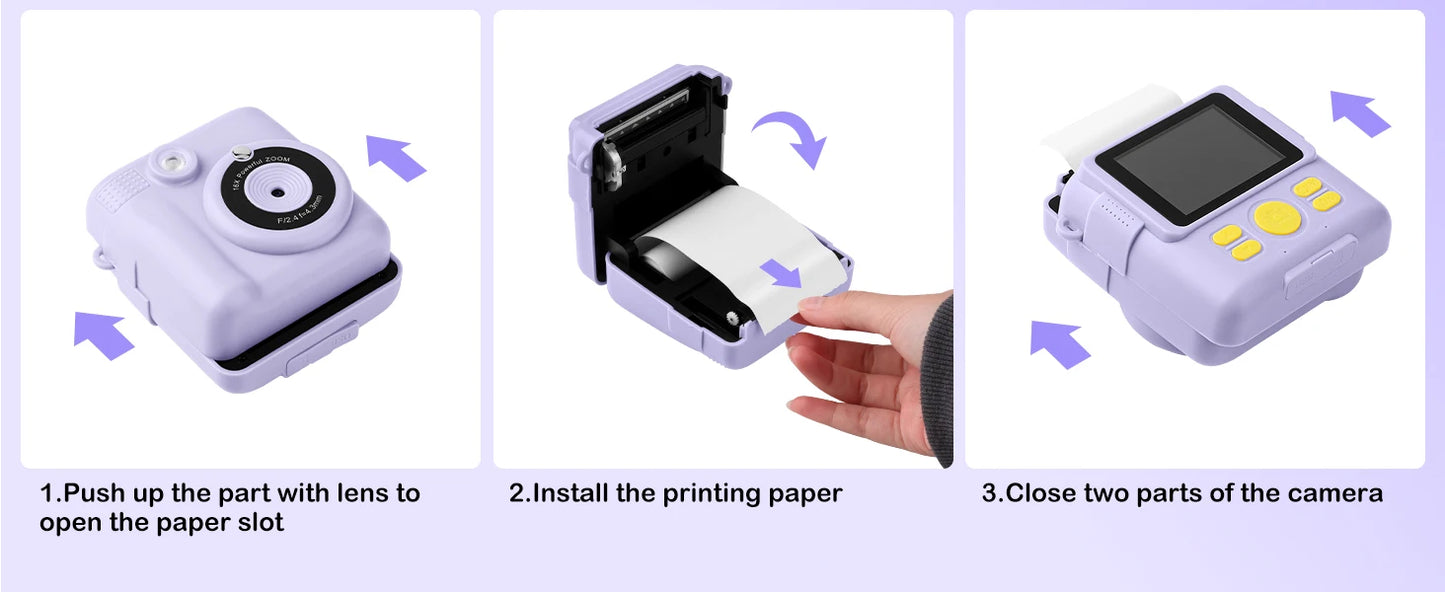 Cámara digital para niños 1080P HD cámara de impresión instantánea cámara portátil de juguete con tarjeta de 32GB regalo para niños niñas 3-12
