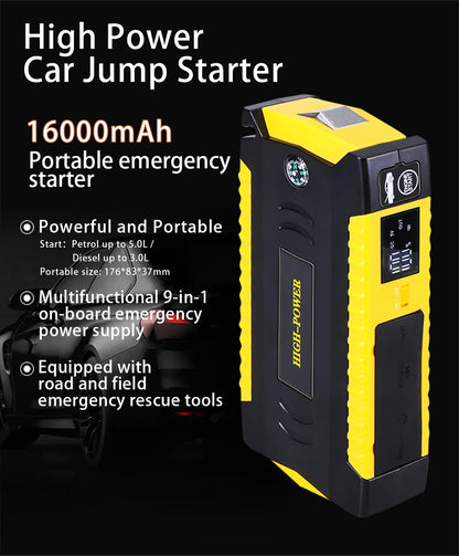GKFLY 16000mAh 3000A arrancador de batería de coche banco de energía refuerzo de batería de coche carga 12V dispositivo de arranque gasolina diésel arrancador de coche Buster