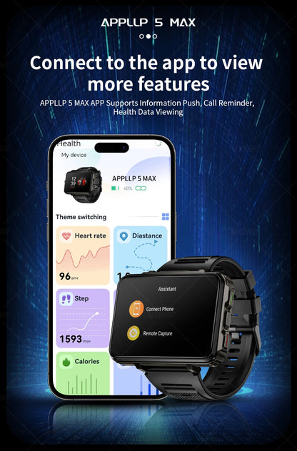 LOKMAT APPLLP 5 MAX reloj Android teléfono cuadrado pantalla grande Wifi 4G llamadas relojes inteligentes cámara Dual con linterna reloj para juegos