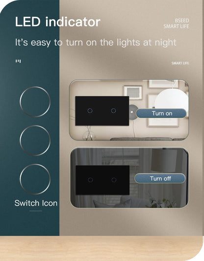 BSEED Wifi 1/2/3 interruptores de luz Sensor táctil interruptor de vidrio Tuya Smart Life Alexa Control más enchufes de la UE necesita cable neutro