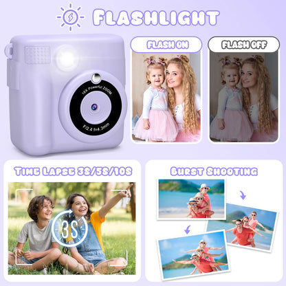 Cámara digital para niños 1080P HD cámara de impresión instantánea cámara portátil de juguete con tarjeta de 32GB regalo para niños niñas 3-12