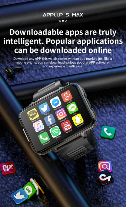LOKMAT APPLLP 5 MAX reloj Android teléfono cuadrado pantalla grande Wifi 4G llamadas relojes inteligentes cámara Dual con linterna reloj para juegos