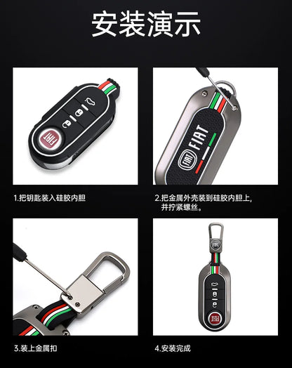Funda protectora para llave remota de coche, accesorios para llavero Fiat Ducato 500 500L Panda Grande Punto Lancia Musa