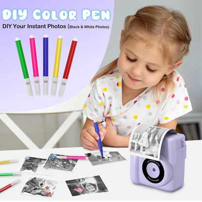 Cámara digital para niños 1080P HD cámara de impresión instantánea cámara portátil de juguete con tarjeta de 32GB regalo para niños niñas 3-12