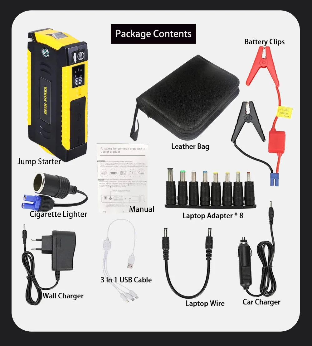 GKFLY 16000mAh 3000A arrancador de batería de coche banco de energía refuerzo de batería de coche carga 12V dispositivo de arranque gasolina diésel arrancador de coche Buster