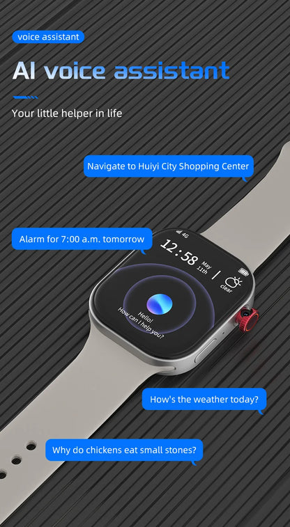 Reloj inteligente S10 MAX 4G Android 4G/5G LTE tarjeta Sim GPS WIFI AI asitancia de voz cámara giratoria de borde recto reloj inteligente