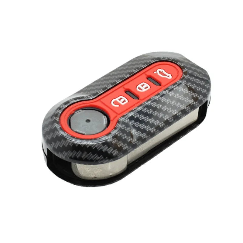 Cubierta de carcasa de llavero de coche Abs de carbono para FIAT 500 500L 500X Abarth llave plegable de 3 botones