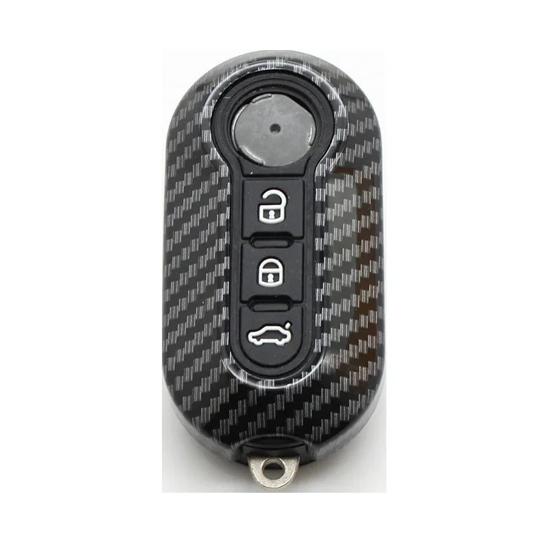 Cubierta de carcasa de llavero de coche Abs de carbono para FIAT 500 500L 500X Abarth llave plegable de 3 botones