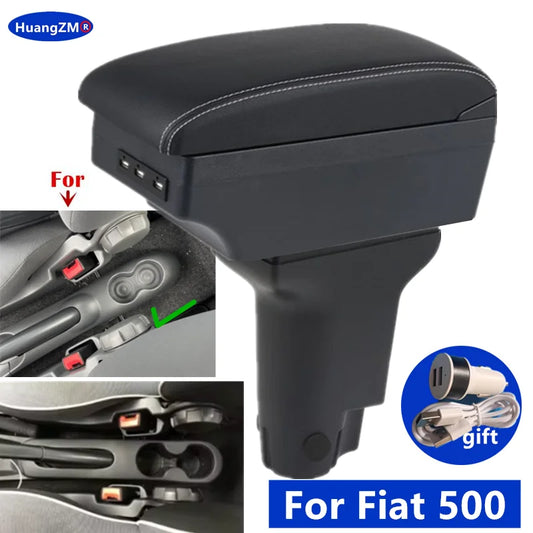 Caja de reposabrazos para Fiat 500, caja de reposabrazos para coche Fiat CRONOS, reequipamiento dedicado, caja de almacenamiento central Interior, accesorios para coche
